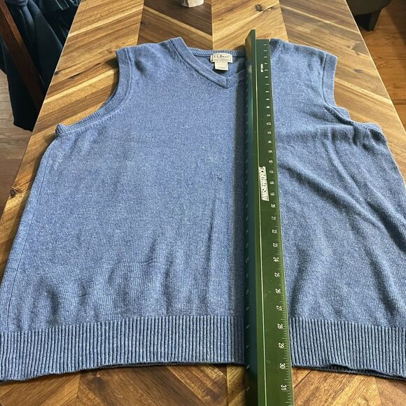 LL Bean Sweater Vest 100% Lambs Wool V-Neck Lightweight Mens Large Tall Note - Picture 7 of 9